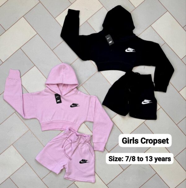 Nlke Hoodied Girls Crop & shorts set - Image 2
